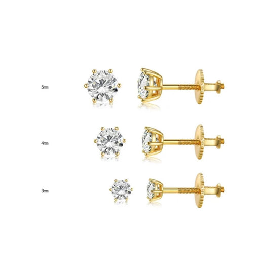 Tres Aretes con diamante y rosca